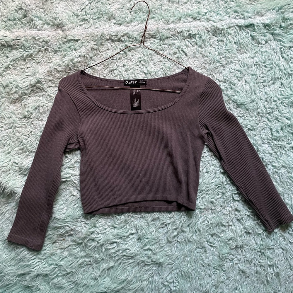 Women's Gray Ribbed Crop Top